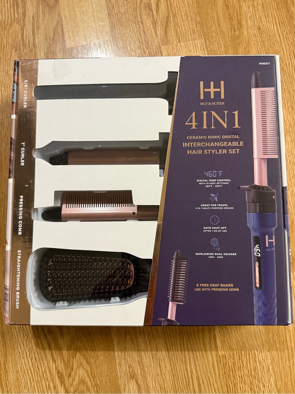 4-in-1 Ceramic Ionic Interchangeable Hair Styler Set - Rose Gold/Black